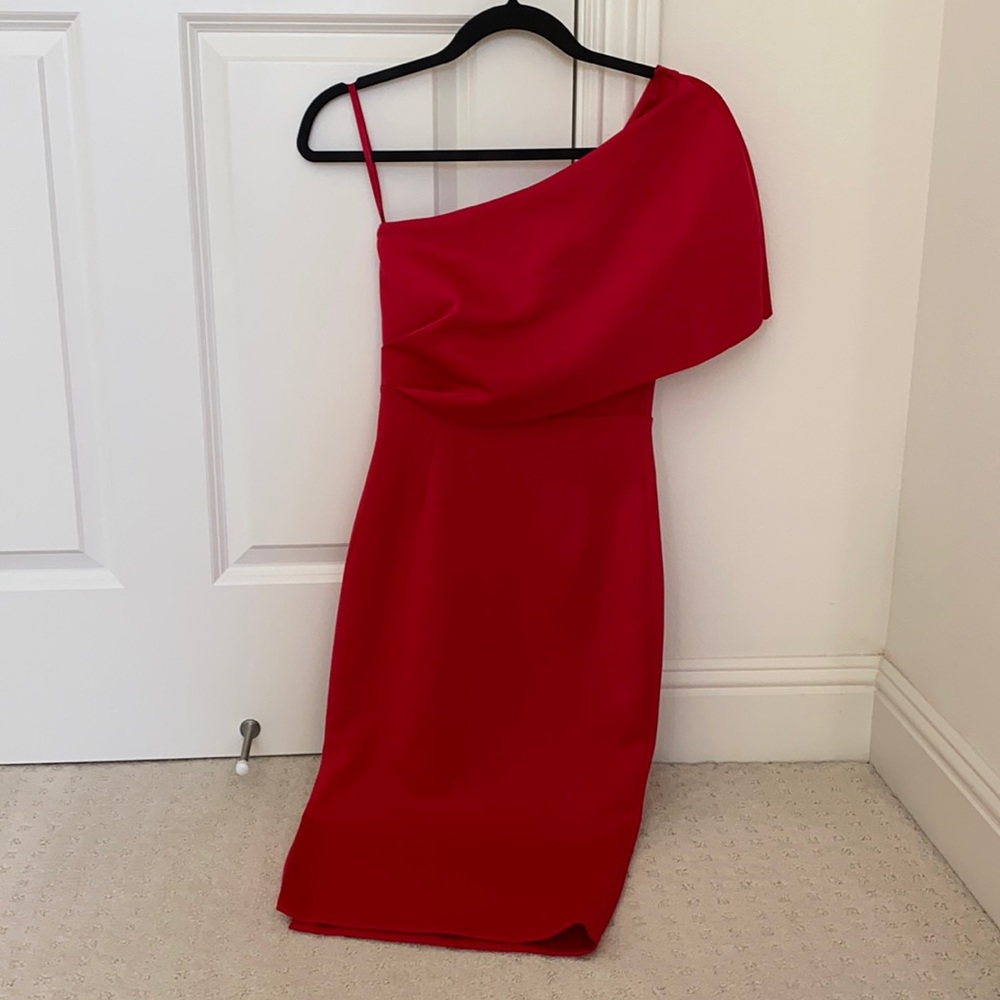 Red Scuba One Shoulder Dress